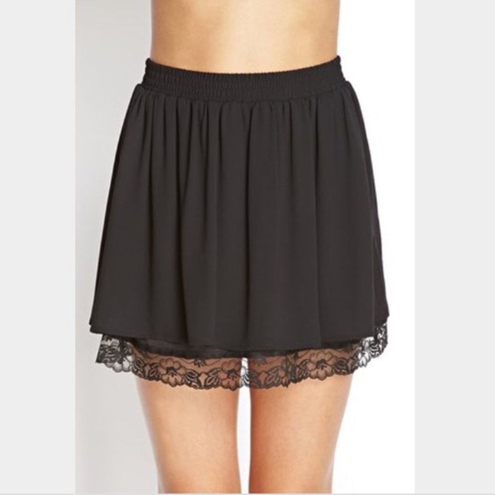 NWOT Black Lace-Trim Skirt